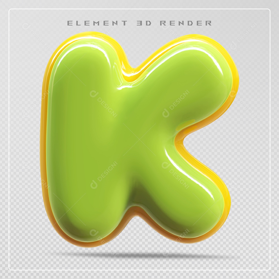 Elemento 3D Letra K Verde Para Composição PSD