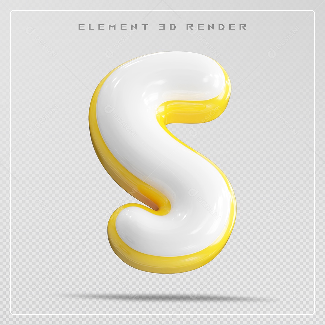 Elemento 3D Letra S Branca Para Composição PSD