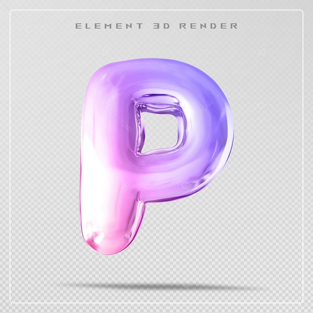 Elemento 3D Letra P Colorida Para Composição PSD
