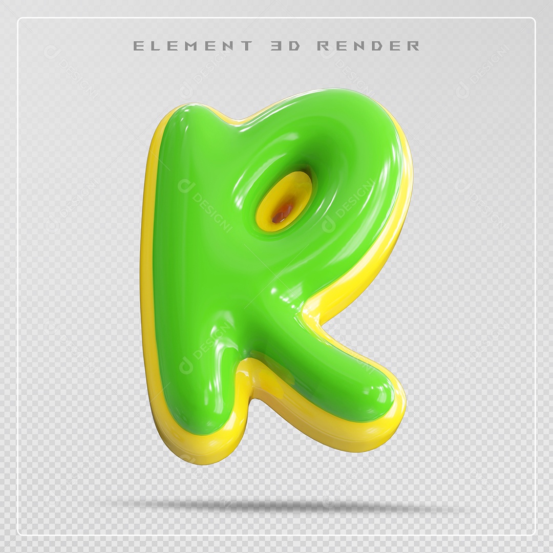 Elemento 3D Letra R Verde Para Composição PSD