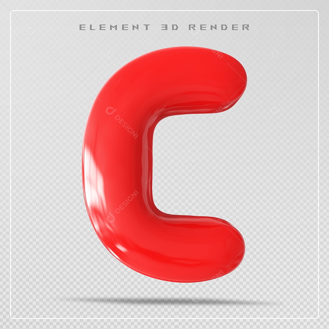 Elemento 3D Letra C Vermelho Para Composição PSD