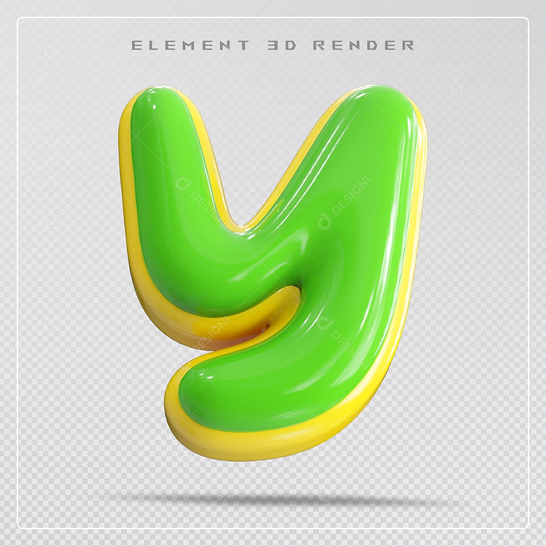 Elemento 3D Letra Y Verde Para Composição PSD