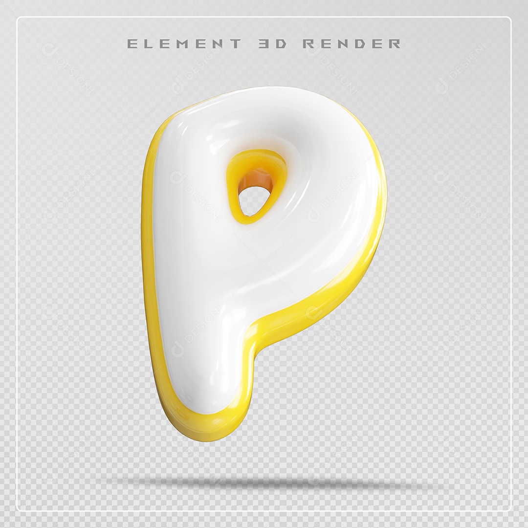 Elemento 3D Letra P Colorida Para Composição PSD