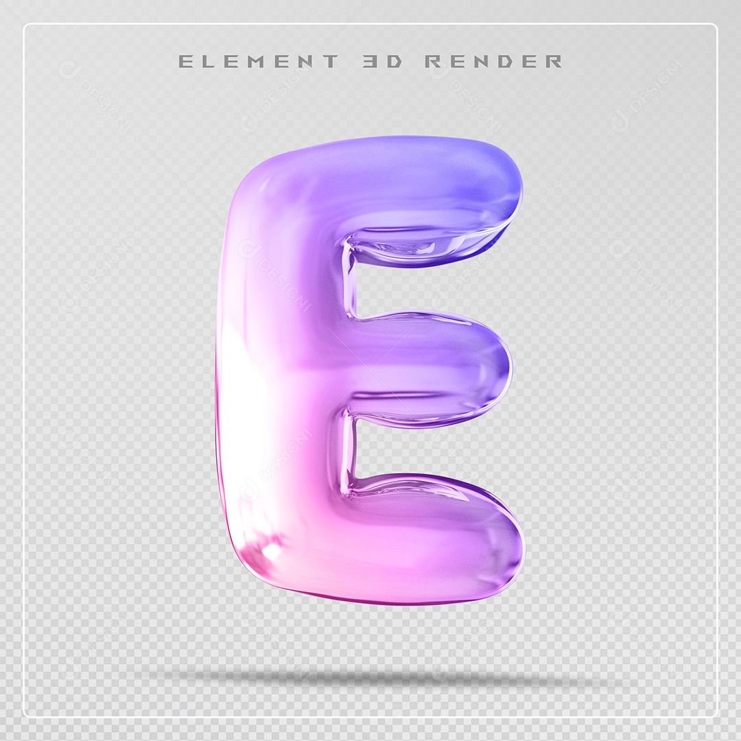Elemento 3D Letra E Colorida Para Composição PSD