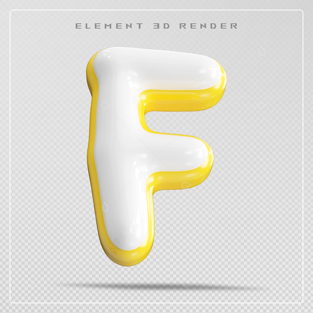 Elemento 3D Letra F Branca Para Composição PSD