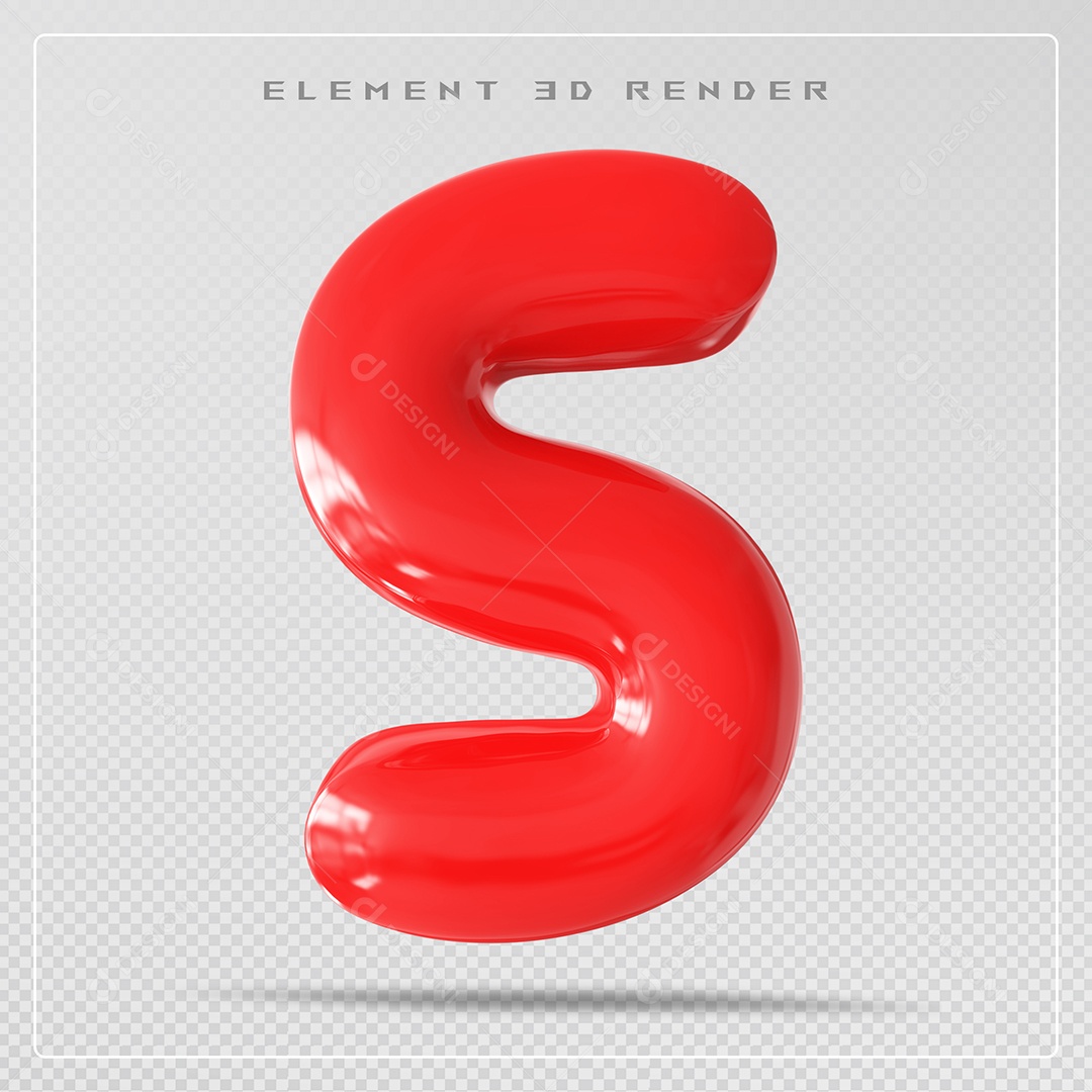 Elemento 3D Letra S Vermelha Para Composição PSD