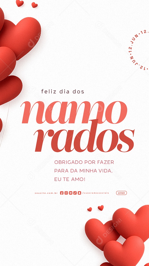 Story Feliz Dia Dos Namorados 12 de Junho Social Media PSD Editável