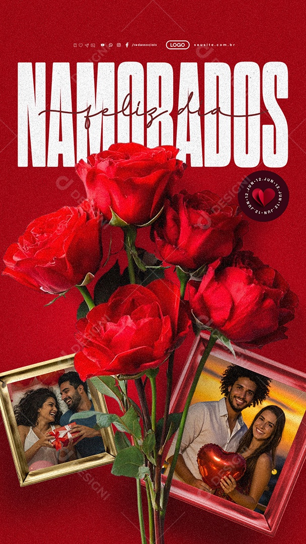 Story Feliz Dia Dos Namorados 12 de Junho Social Media PSD Editável