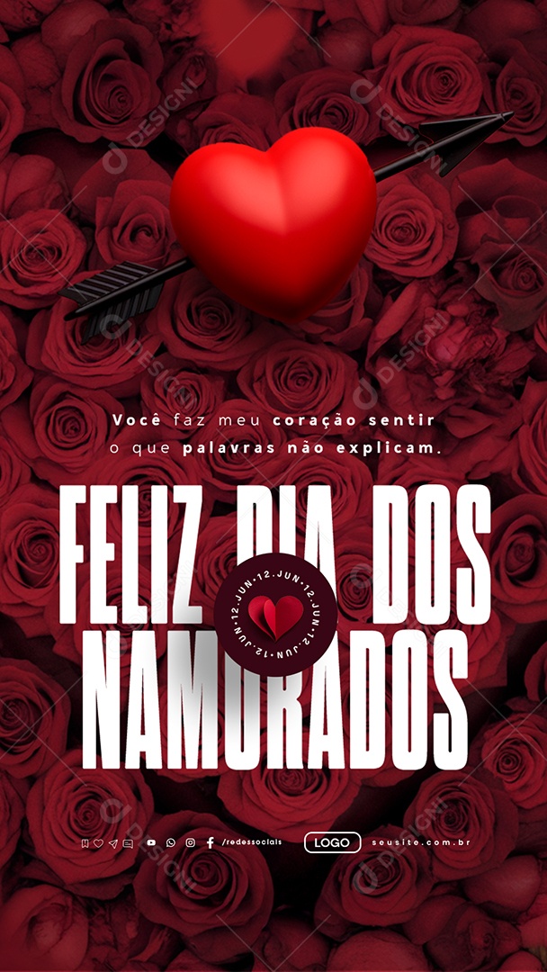 Story Feliz Dia Dos Namorados 12 de Junho Social Media PSD Editável