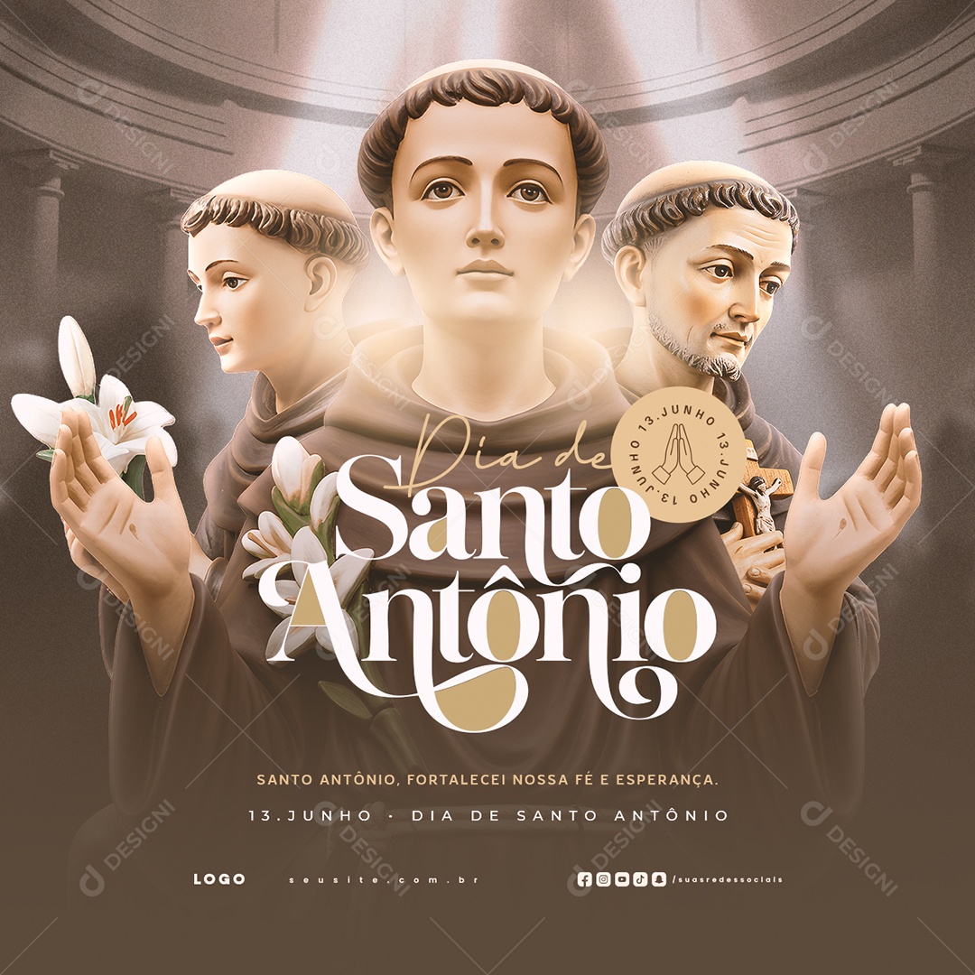Dia De Santo Antônio 13 De Junho Social Media PSD Editável