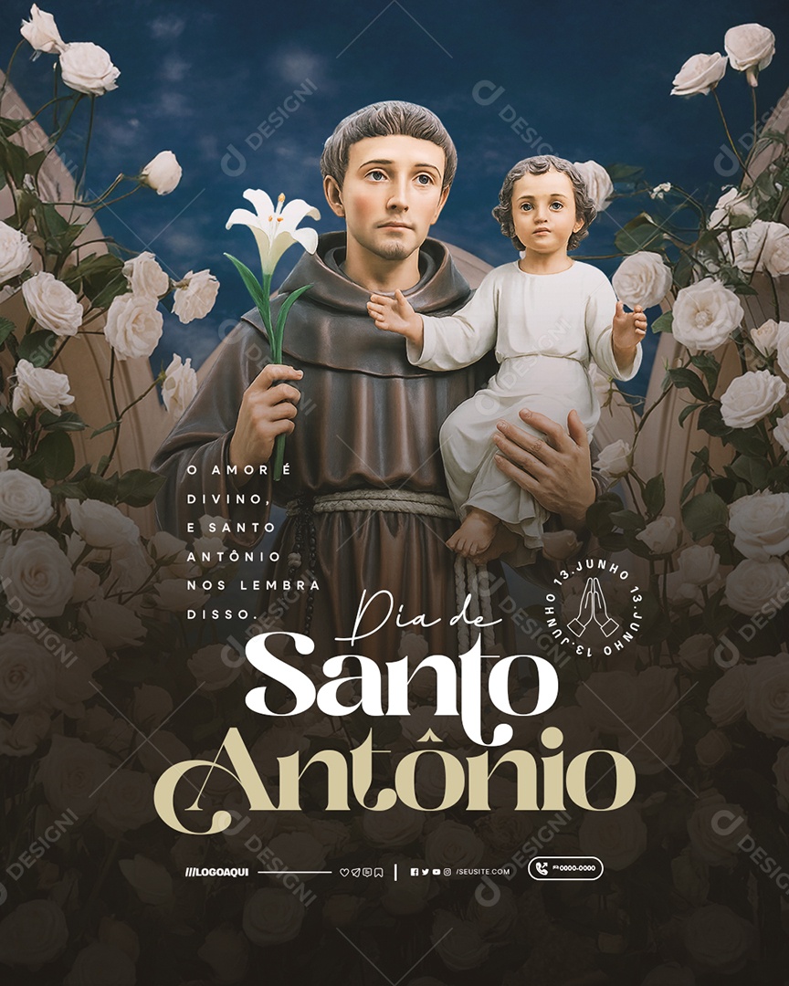Dia De Santo Antônio 13 De Junho Social Media PSD Editável