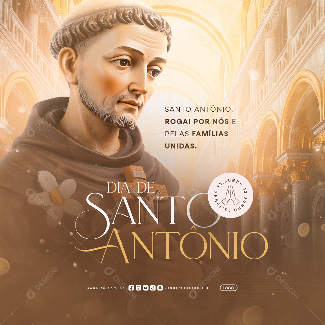 Dia De Santo Antônio 13 De Junho Social Media PSD Editável