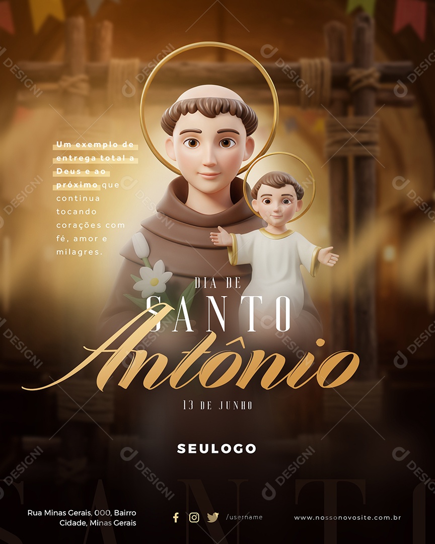 Dia De Santo Antônio 13 De Junho Social Media PSD Editável