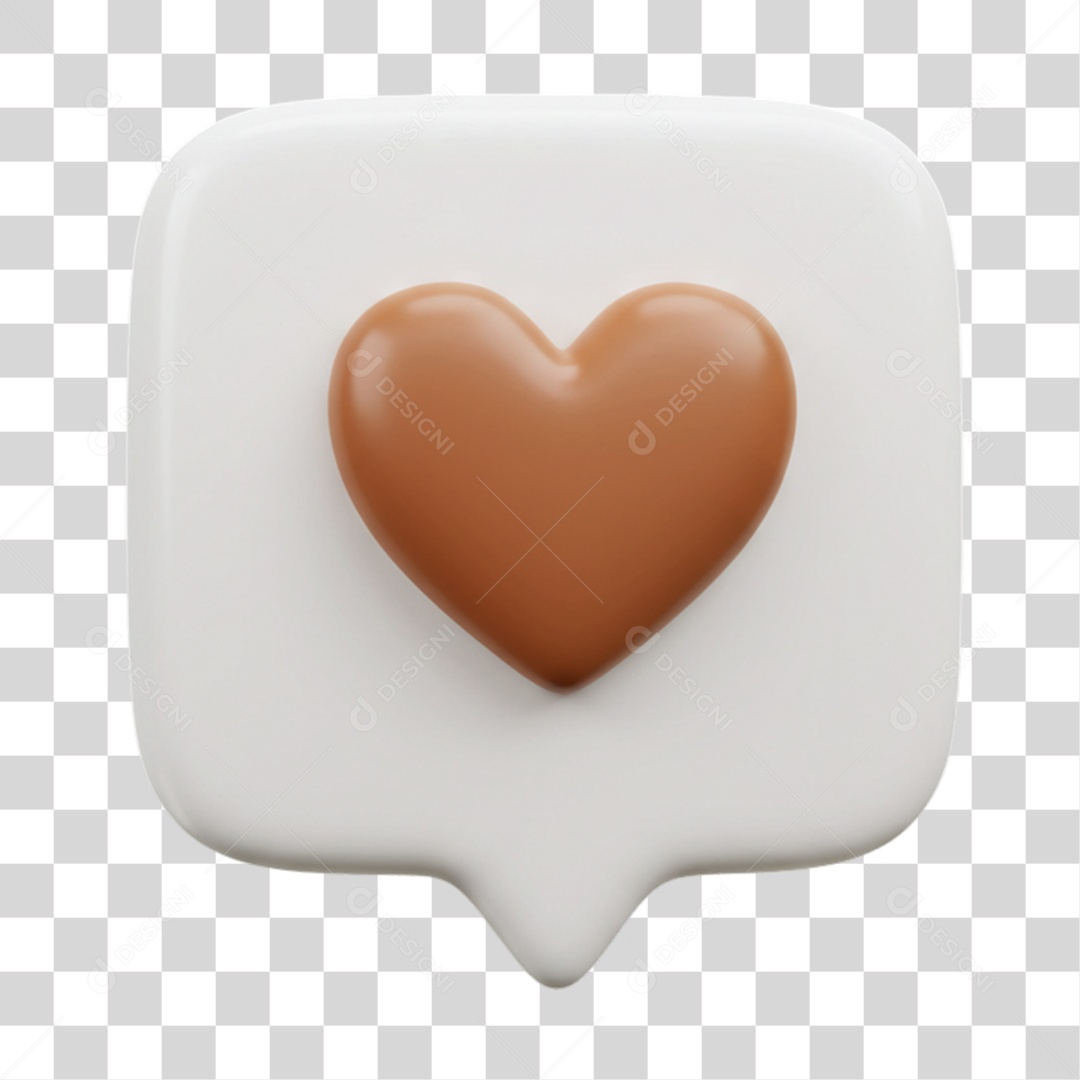 Elemento 3D Balão com Coração PNG Transparente