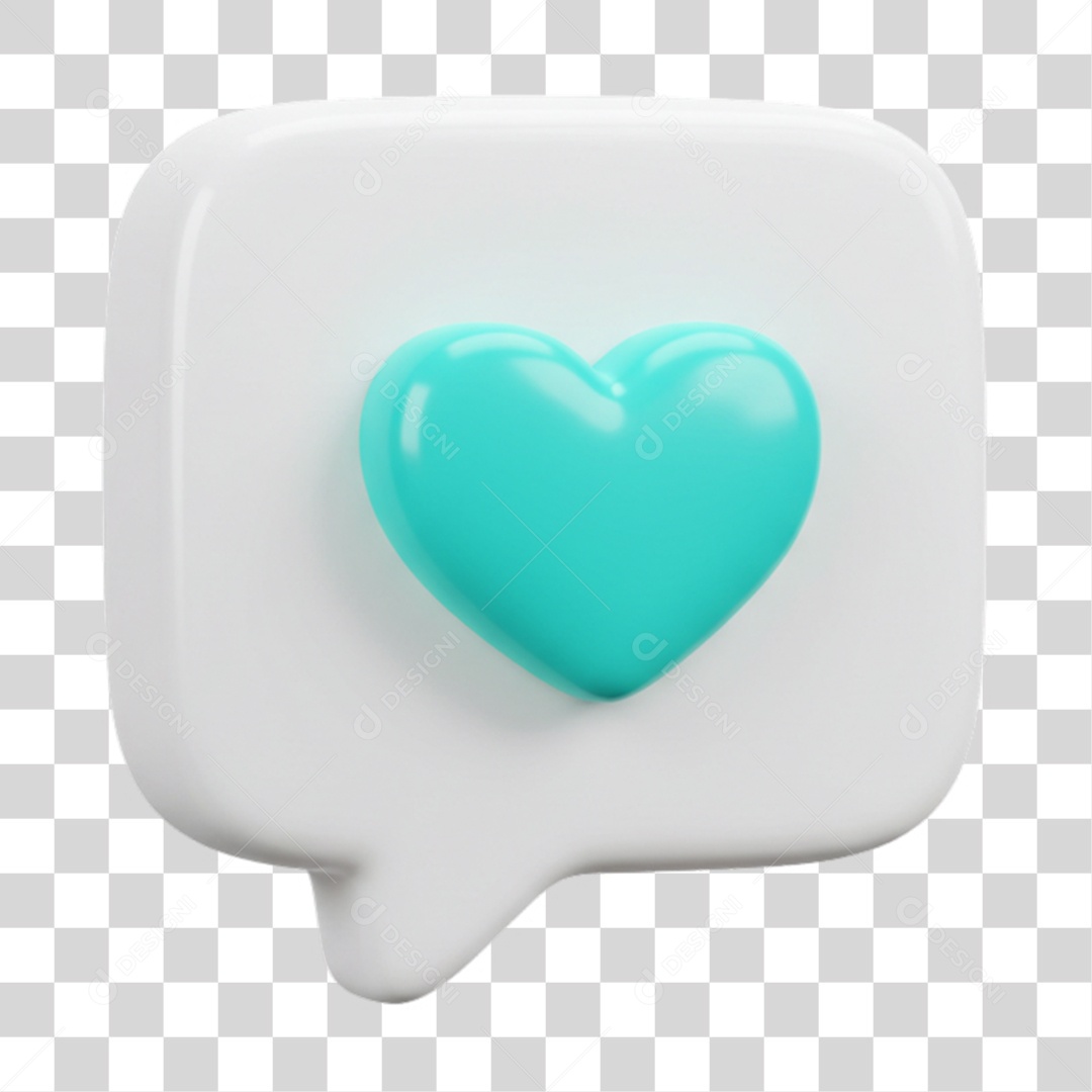 Elemento 3D Balão com Coração PNG Transparente