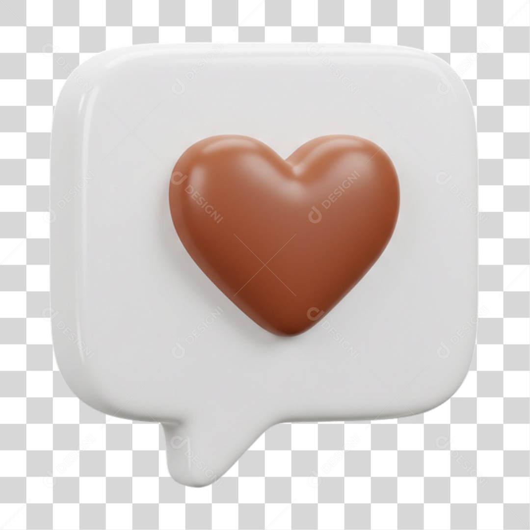 Elemento 3D Balão com Coração PNG Transparente