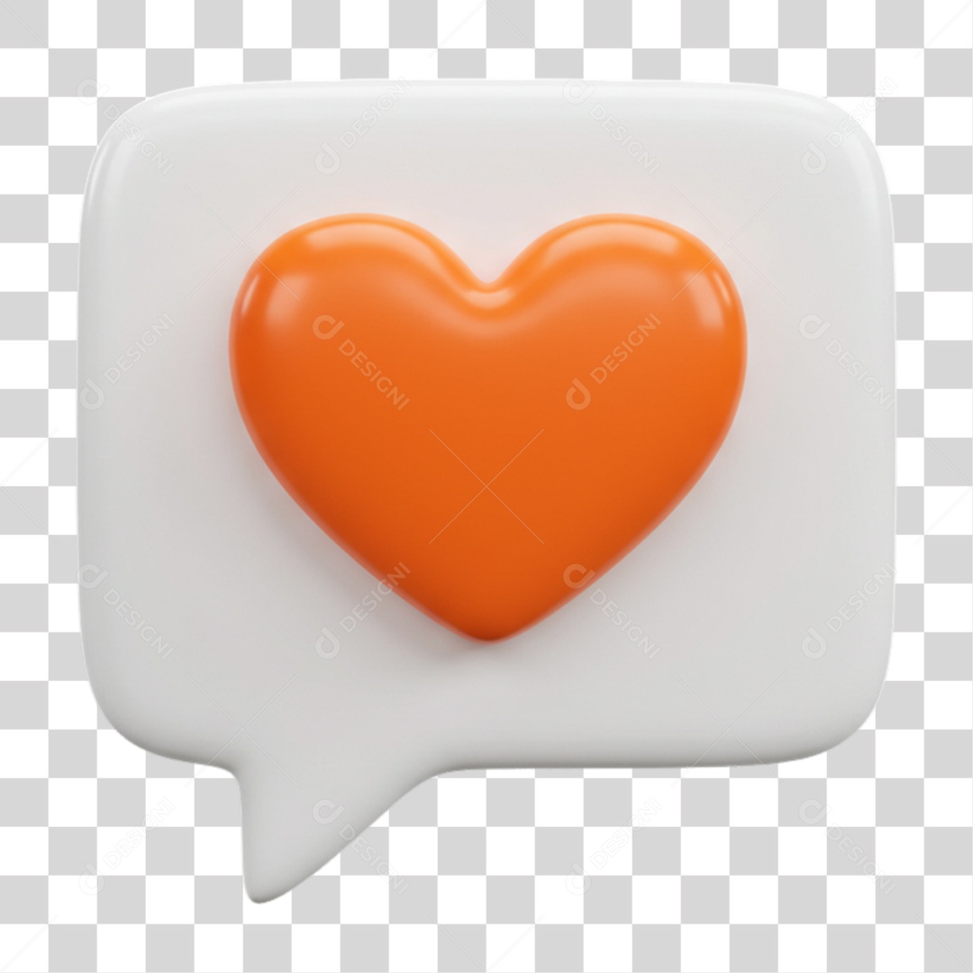 Elemento 3D Balão com Coração PNG Transparente