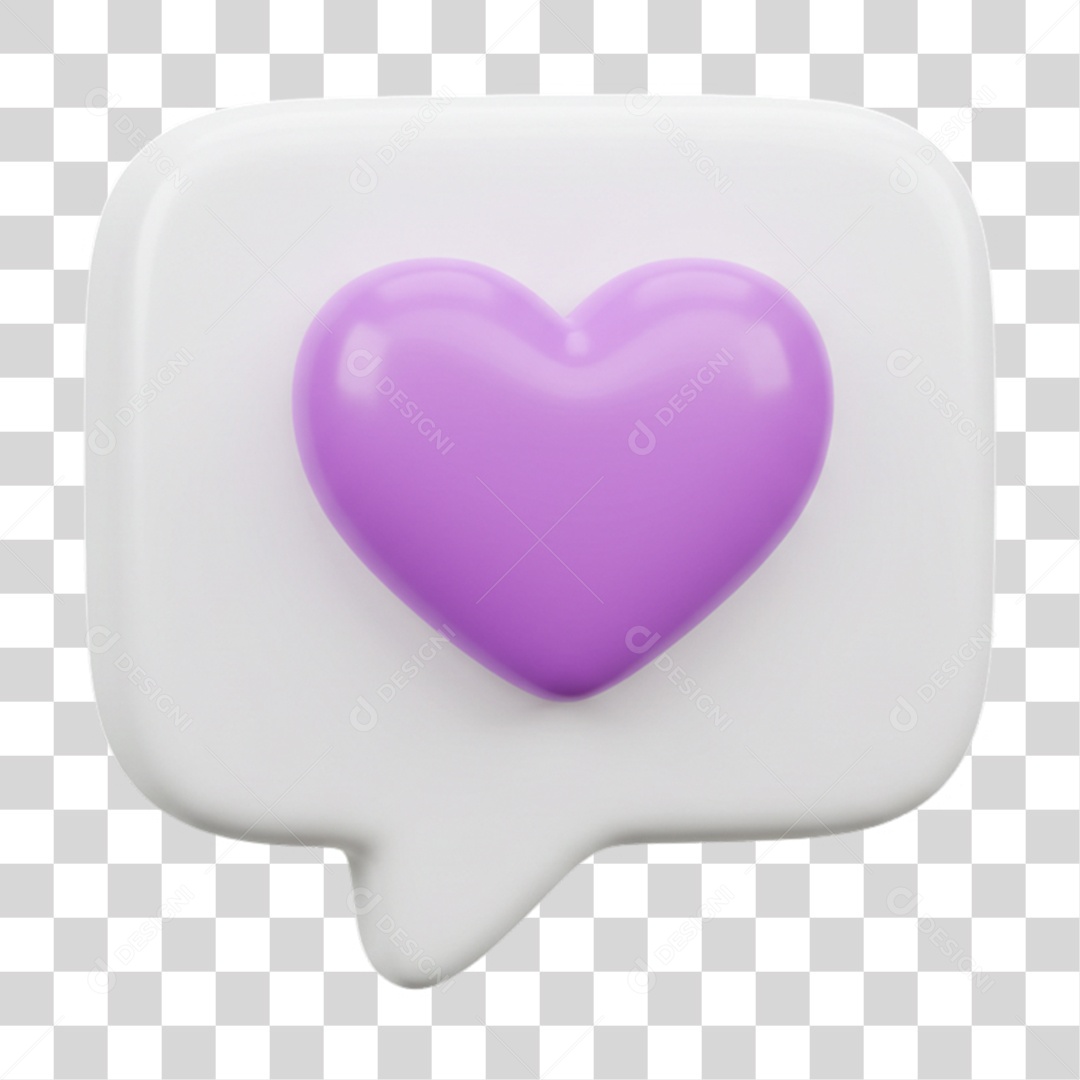 Elemento 3D Balão com Coração PNG Transparente