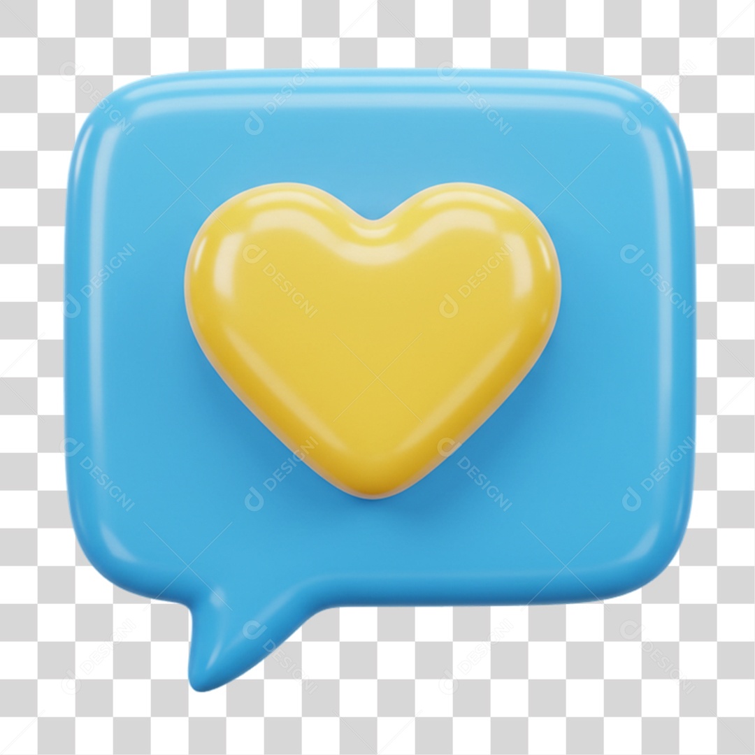 Elemento 3D Balão com Coração PNG Transparente