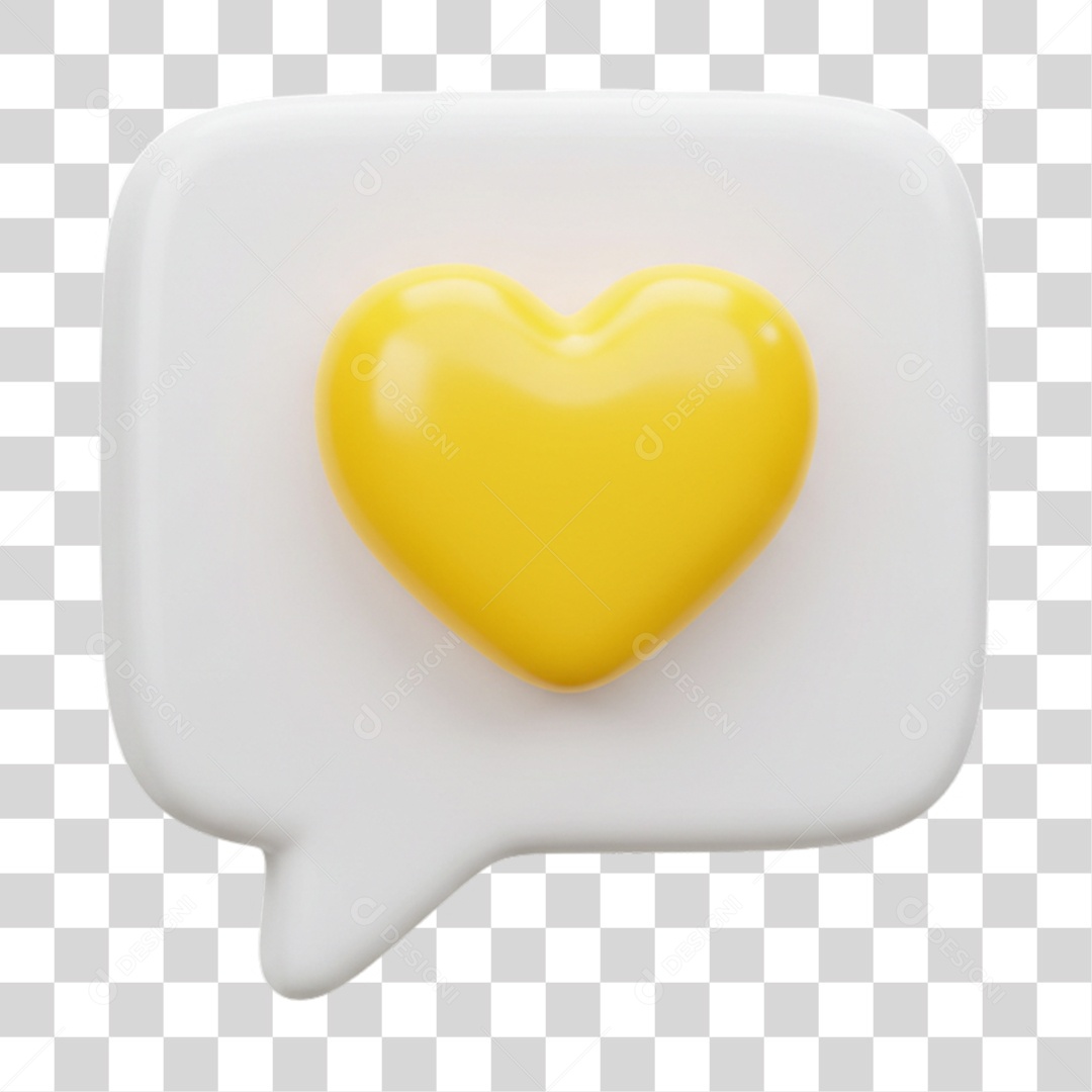 Elemento 3D Balão com Coração PNG Transparente