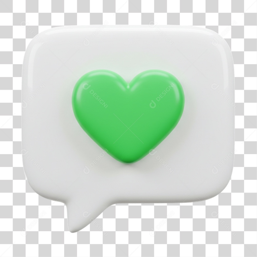 Elemento 3D Balão com Coração PNG Transparente