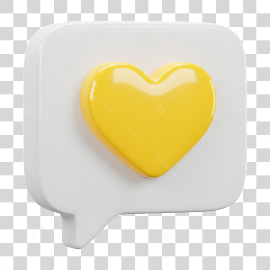 Elemento 3D Balão com Coração PNG Transparente