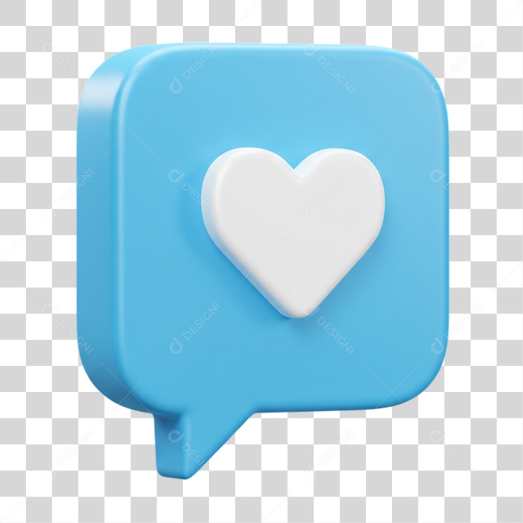 Elemento 3D Balão com Coração PNG Transparente