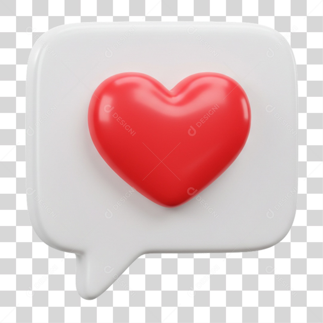 Elemento 3D Balão com Coração PNG Transparente