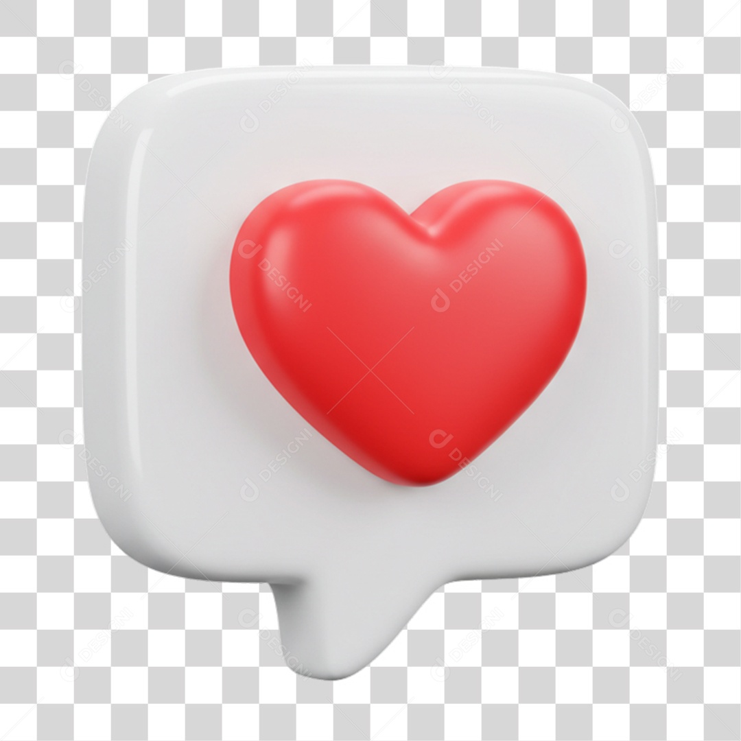 Elemento 3D Balão com Coração PNG Transparente