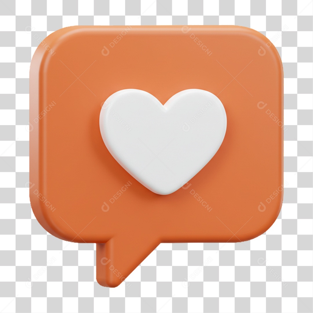 Elemento 3D Balão com Coração PNG Transparente