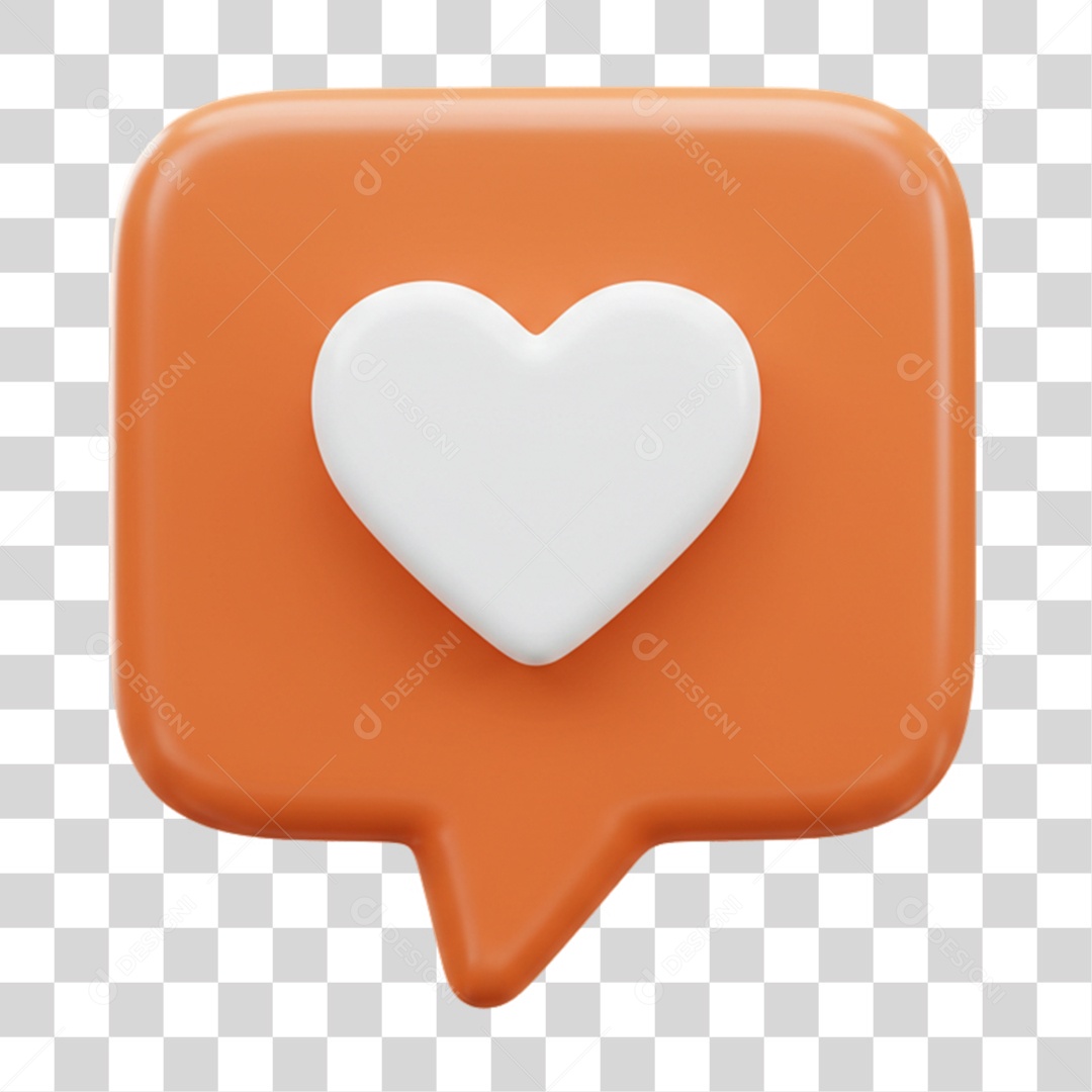 Elemento 3D Balão com Coração PNG Transparente