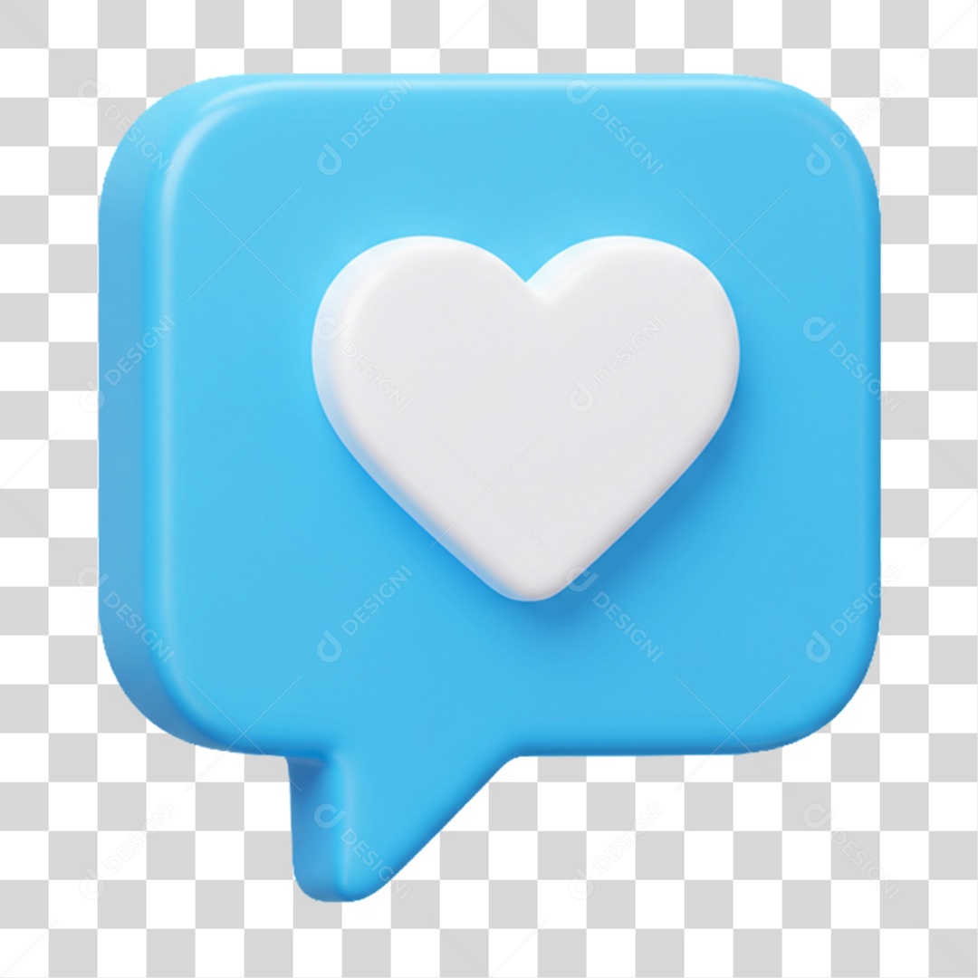 Elemento 3D Balão com Coração PNG Transparente