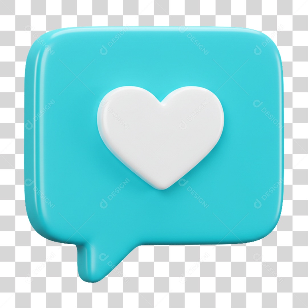 Elemento 3D Balão com Coração PNG Transparente