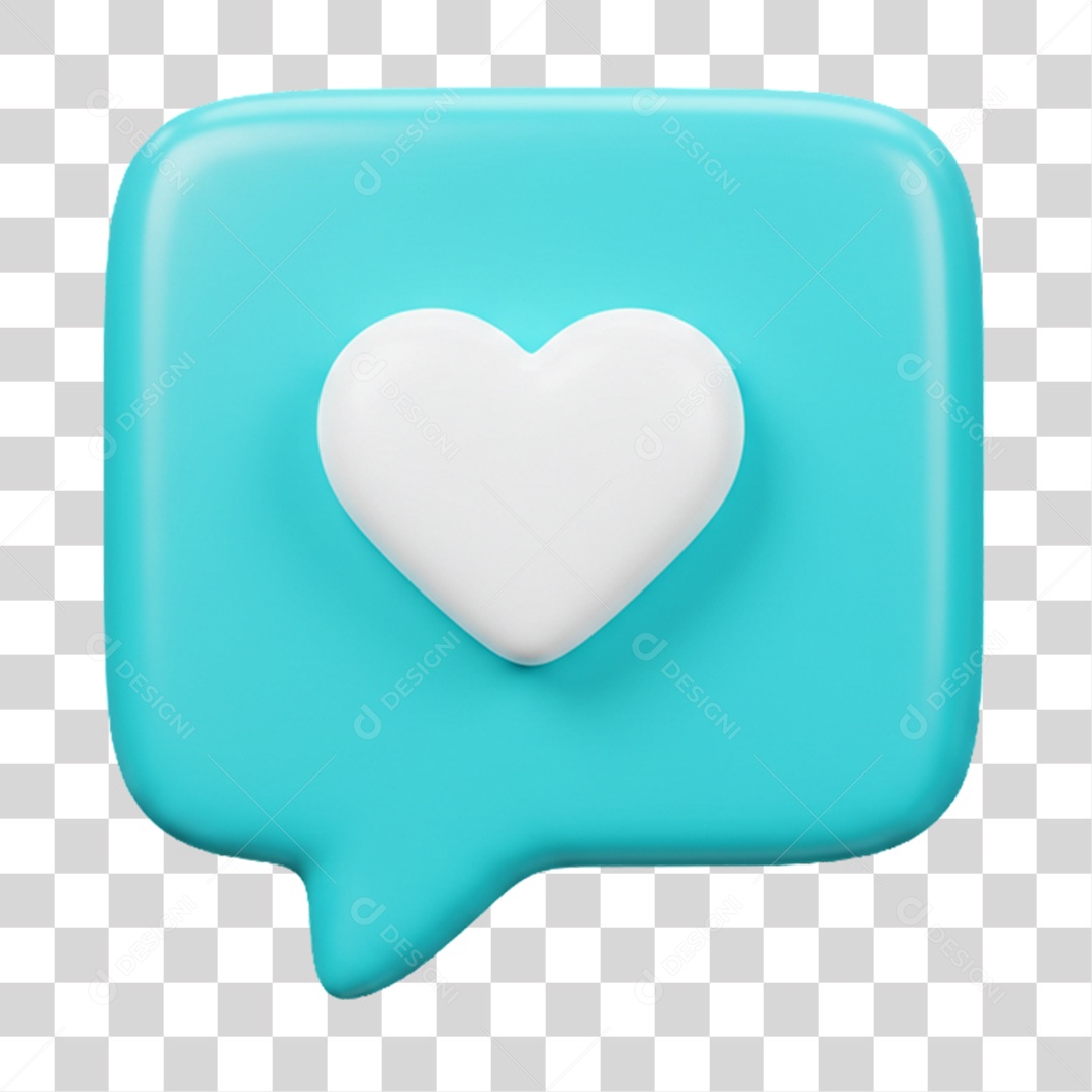 Elemento 3D Balão com Coração PNG Transparente