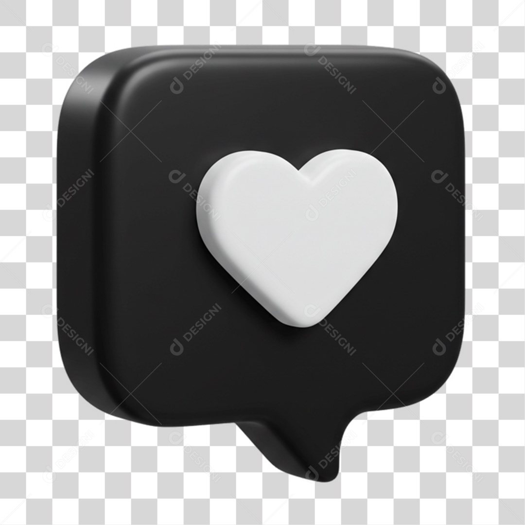 Elemento 3D Balão com Coração PNG Transparente