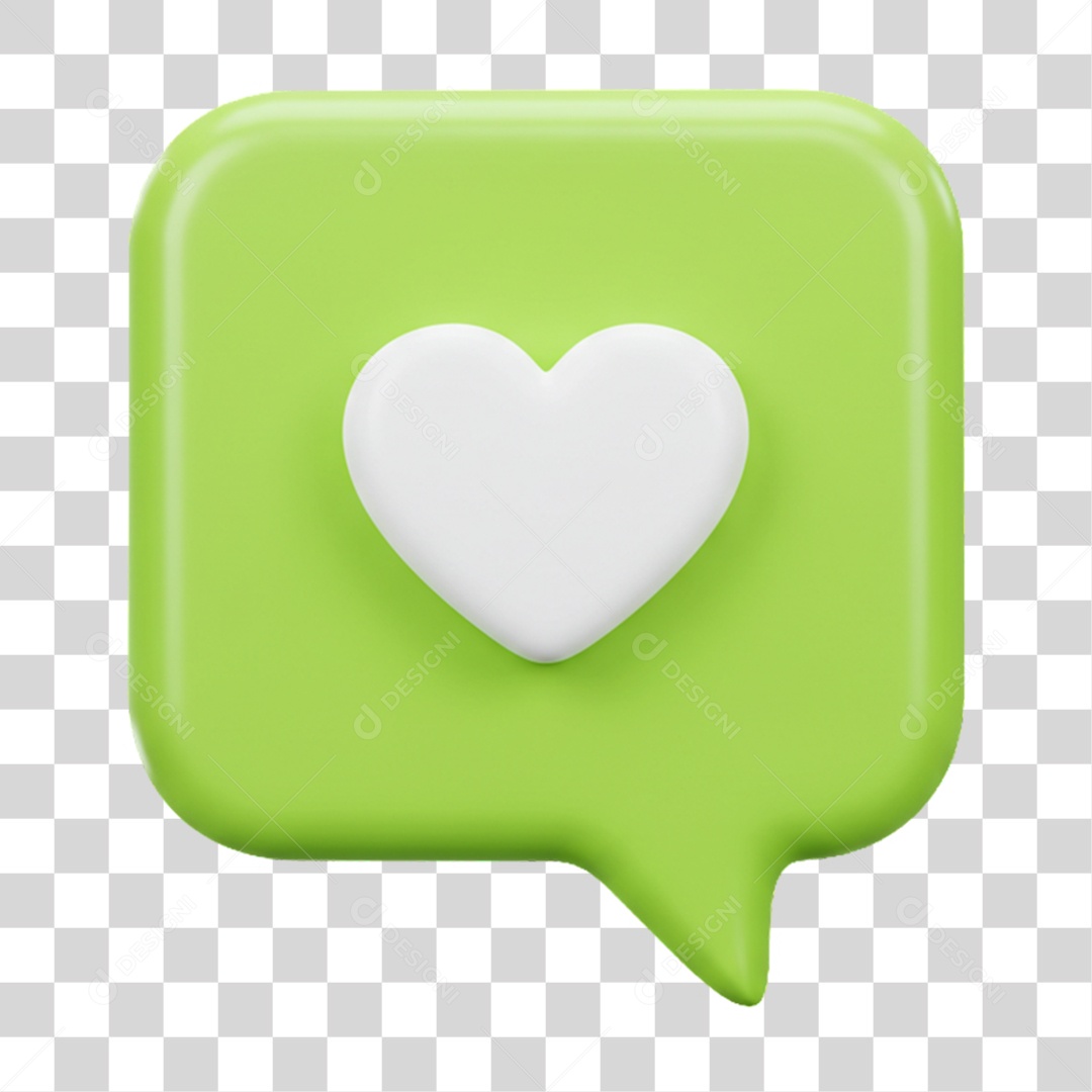 Elemento 3D Balão com Coração PNG Transparente