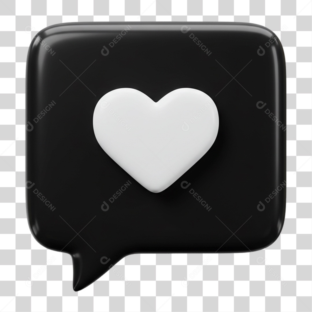 Elemento 3D Balão com Coração PNG Transparente