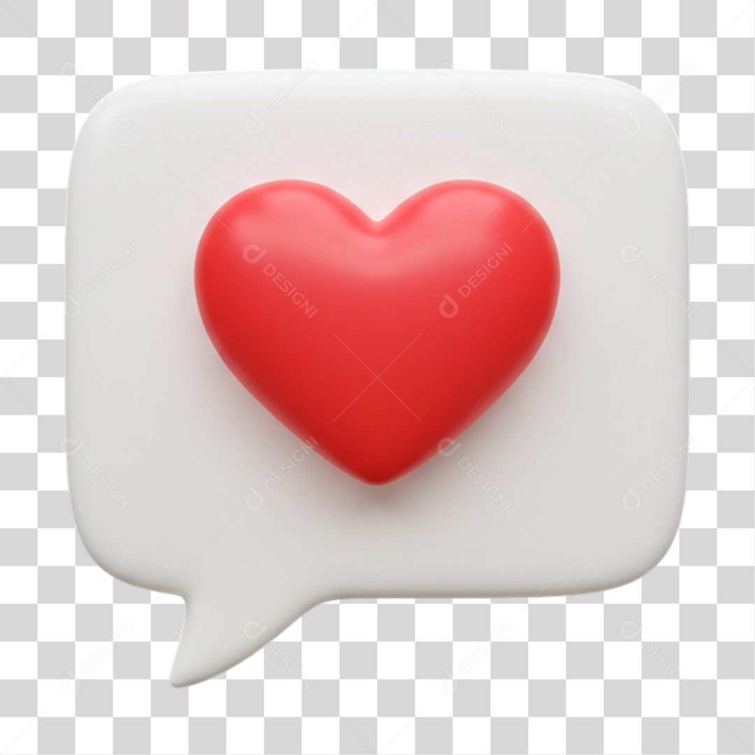 Elemento 3D Balão com Coração PNG Transparente