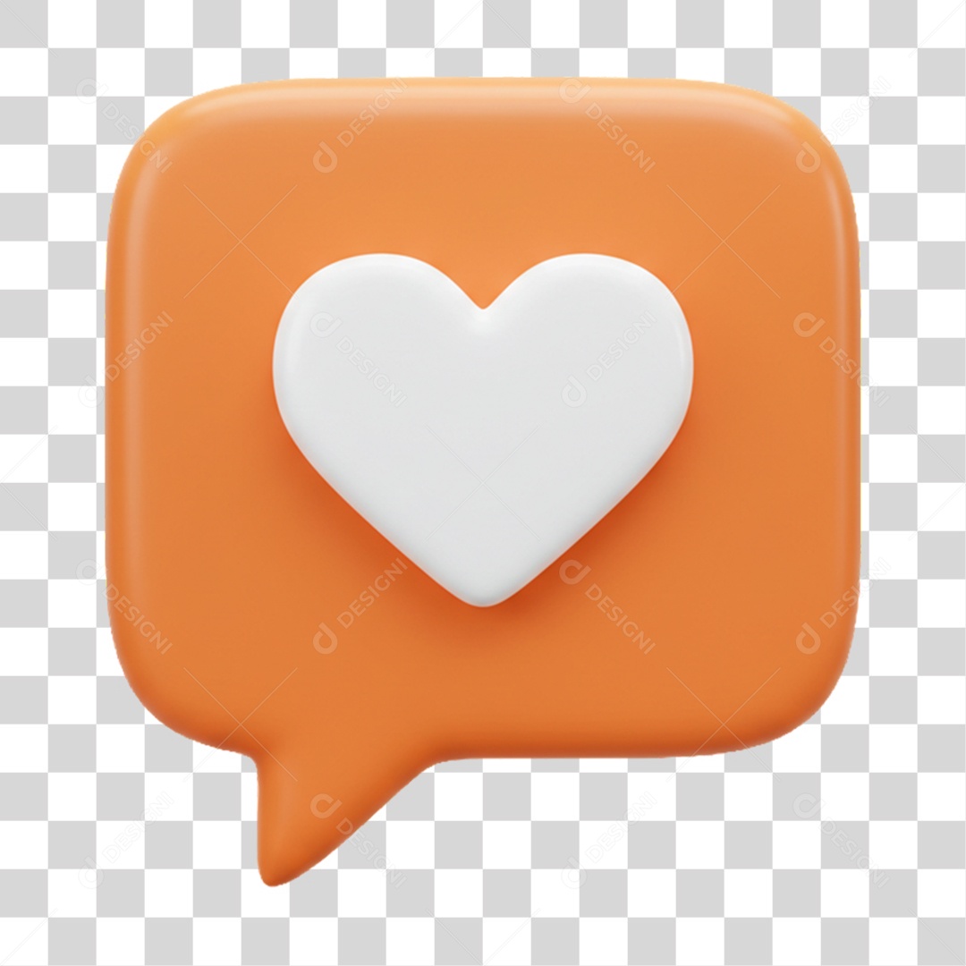 Elemento 3D Balão com Coração PNG Transparente