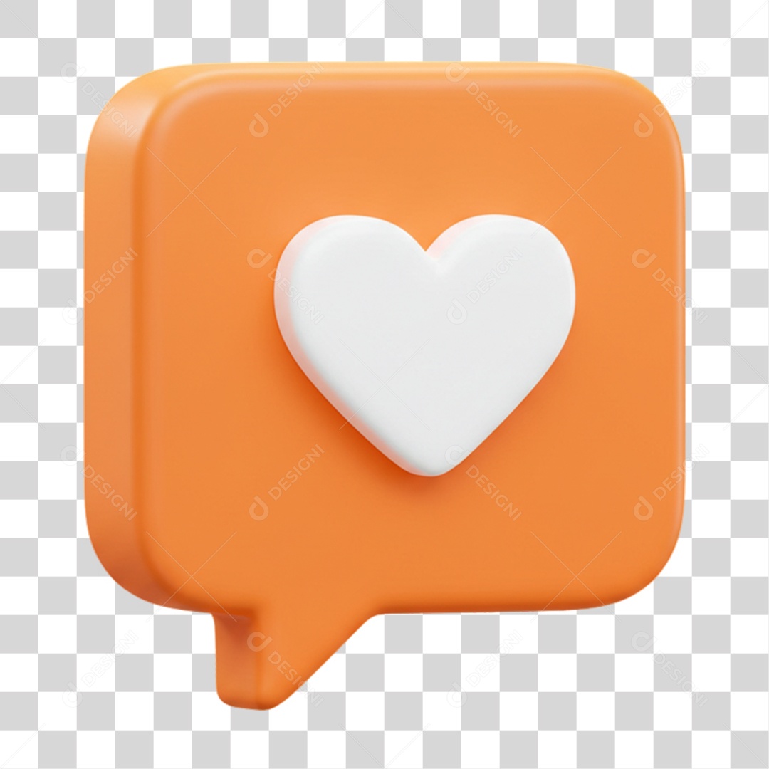 Elemento 3D Balão com Coração PNG Transparente