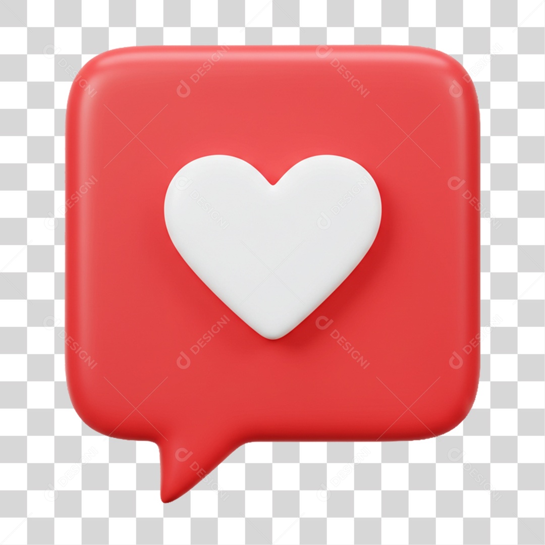 Elemento 3D Balão com Coração PNG Transparente
