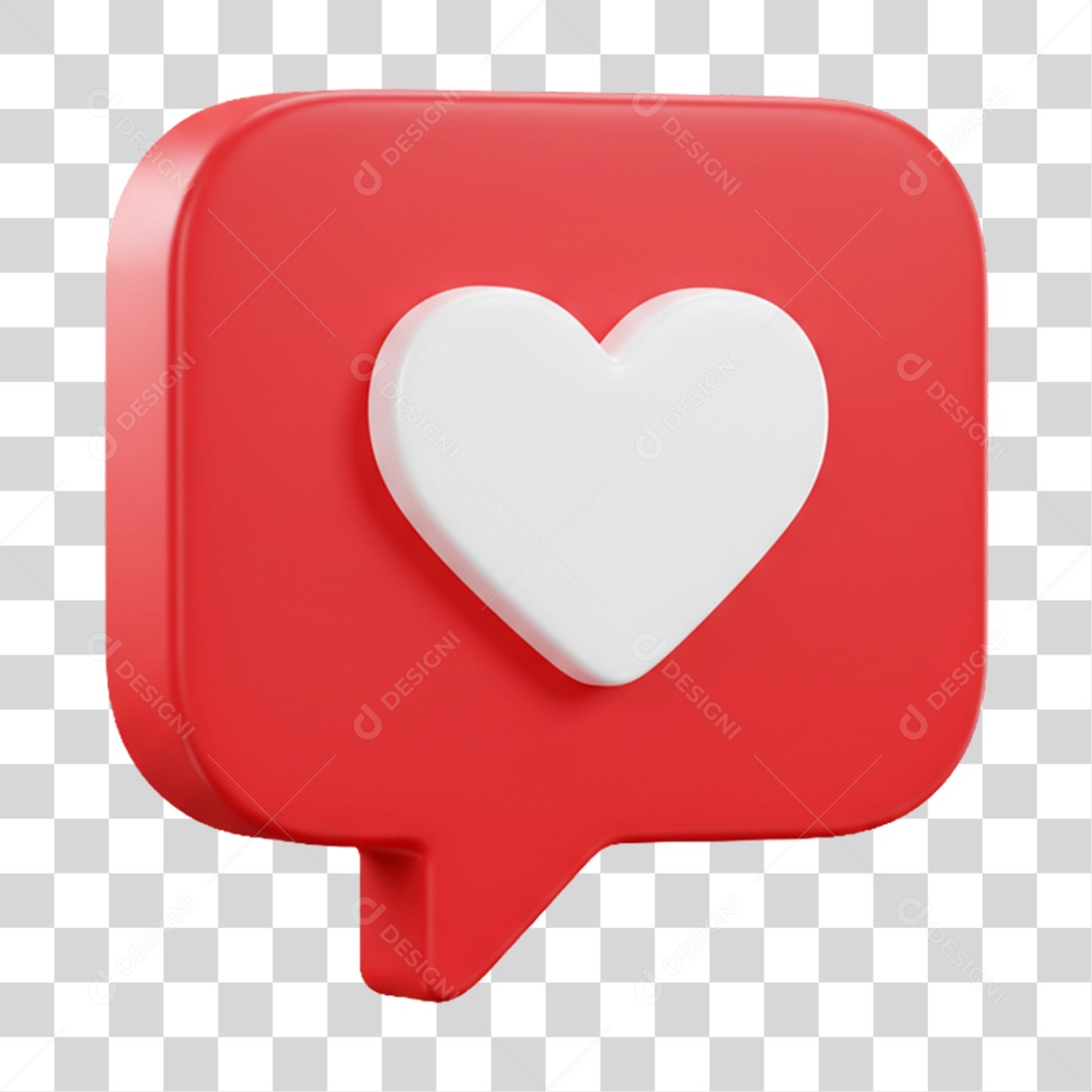 Elemento 3D Balão com Coração PNG Transparente