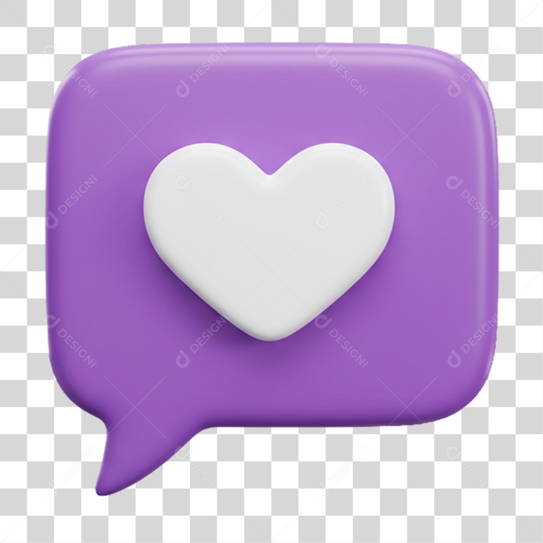 Elemento 3D Balão com Coração PNG Transparente