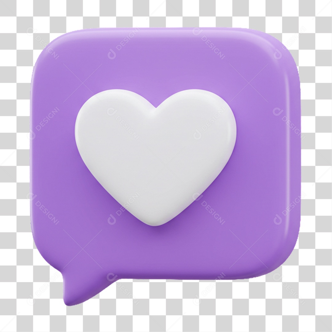 Elemento 3D Balão com Coração PNG Transparente