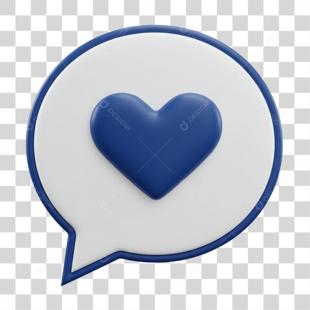 Elemento 3D Balão com Coração PNG Transparente