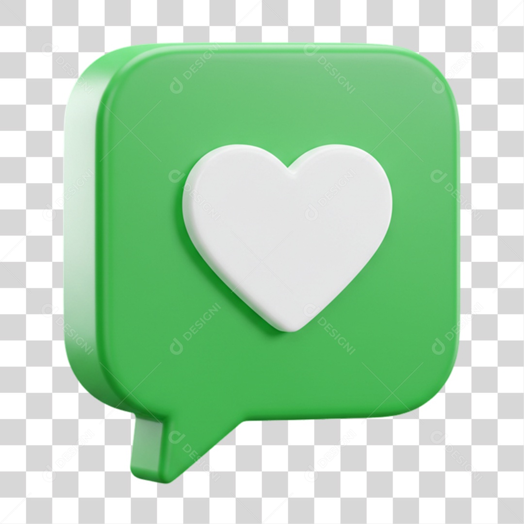 Elemento 3D Balão com Coração PNG Transparente