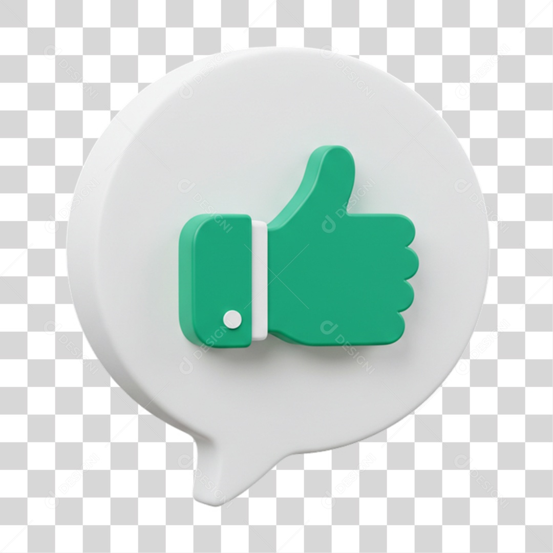 Elemento 3D Balão com Curtida Like PNG Transparente