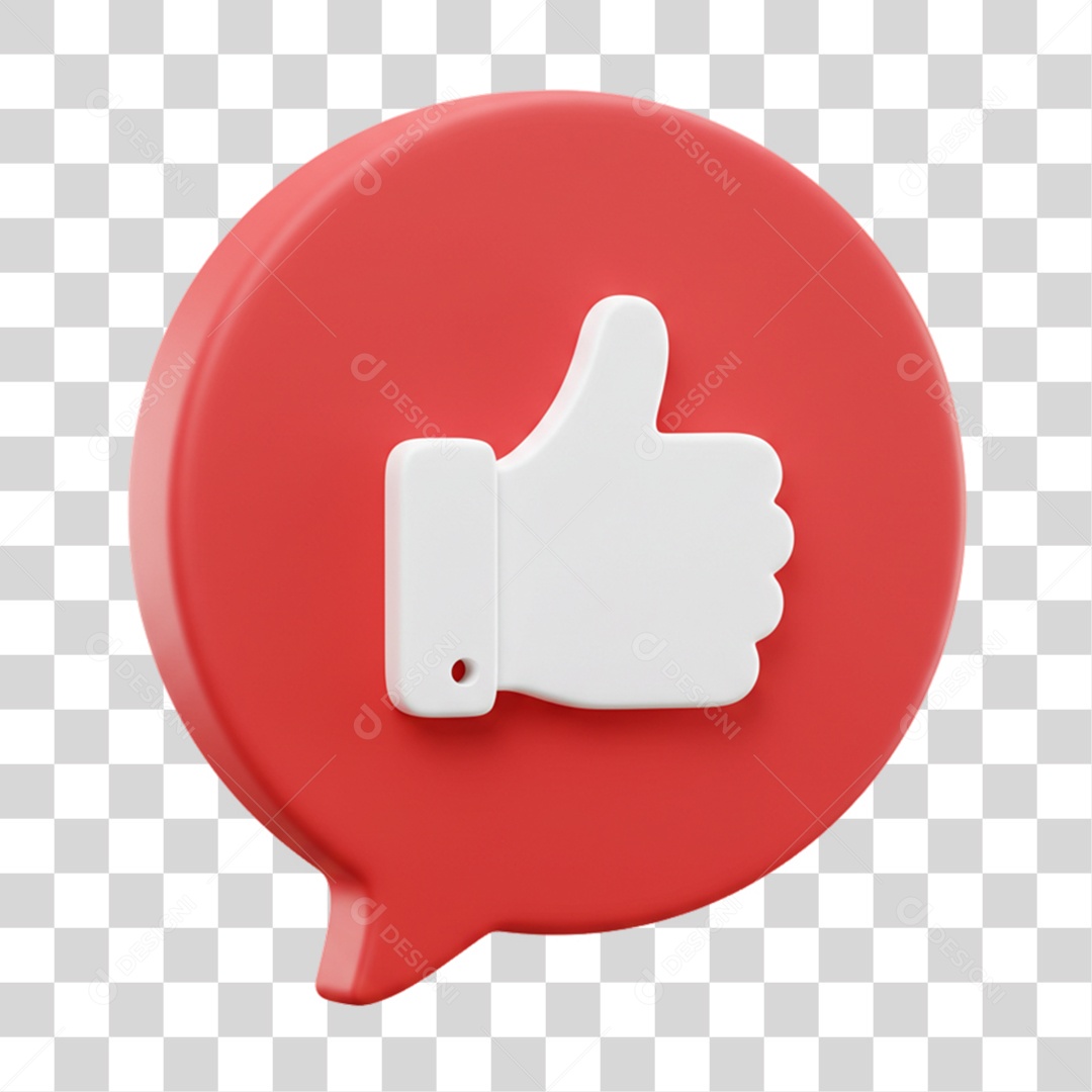 Elemento 3D Balão com Curtida Like PNG Transparente