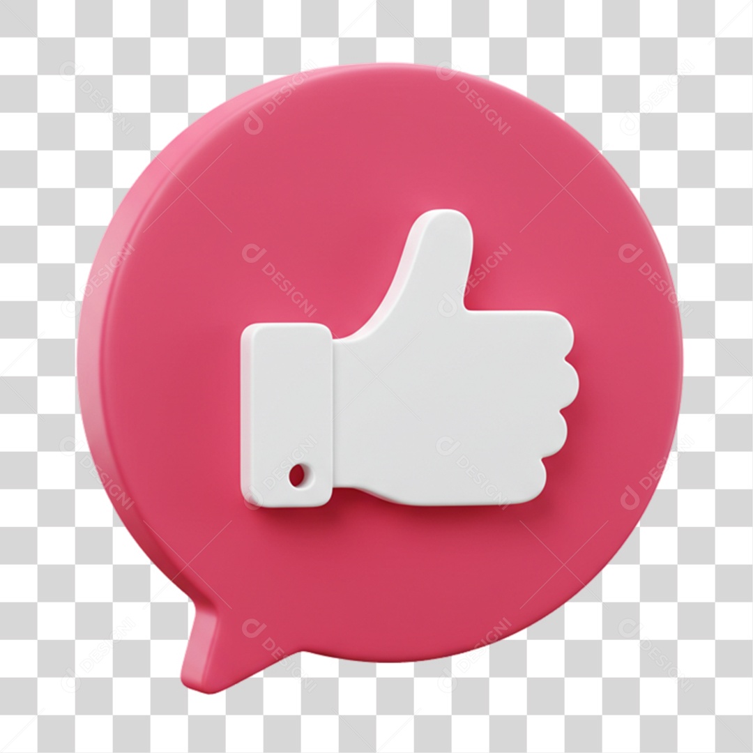 Elemento 3D Balão com Curtida Like PNG Transparente