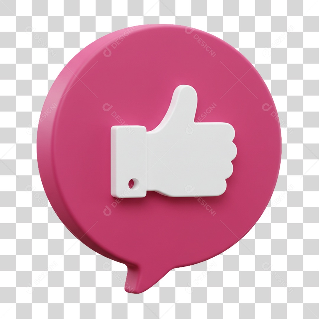 Elemento 3D Balão com Curtida Like PNG Transparente
